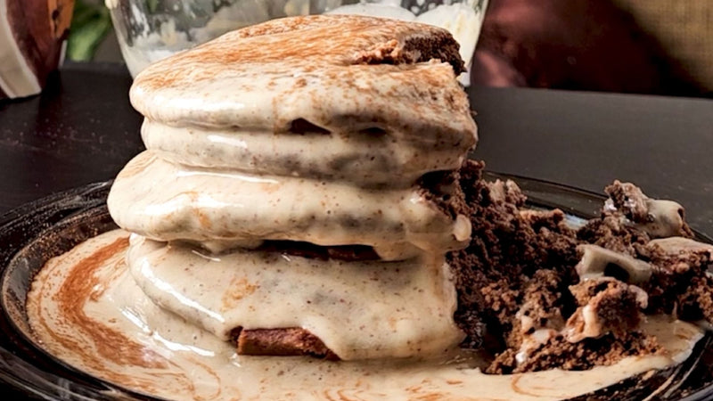 Vegan Pancake Tiramisu made with  Cosmix Protein Pancake mix
