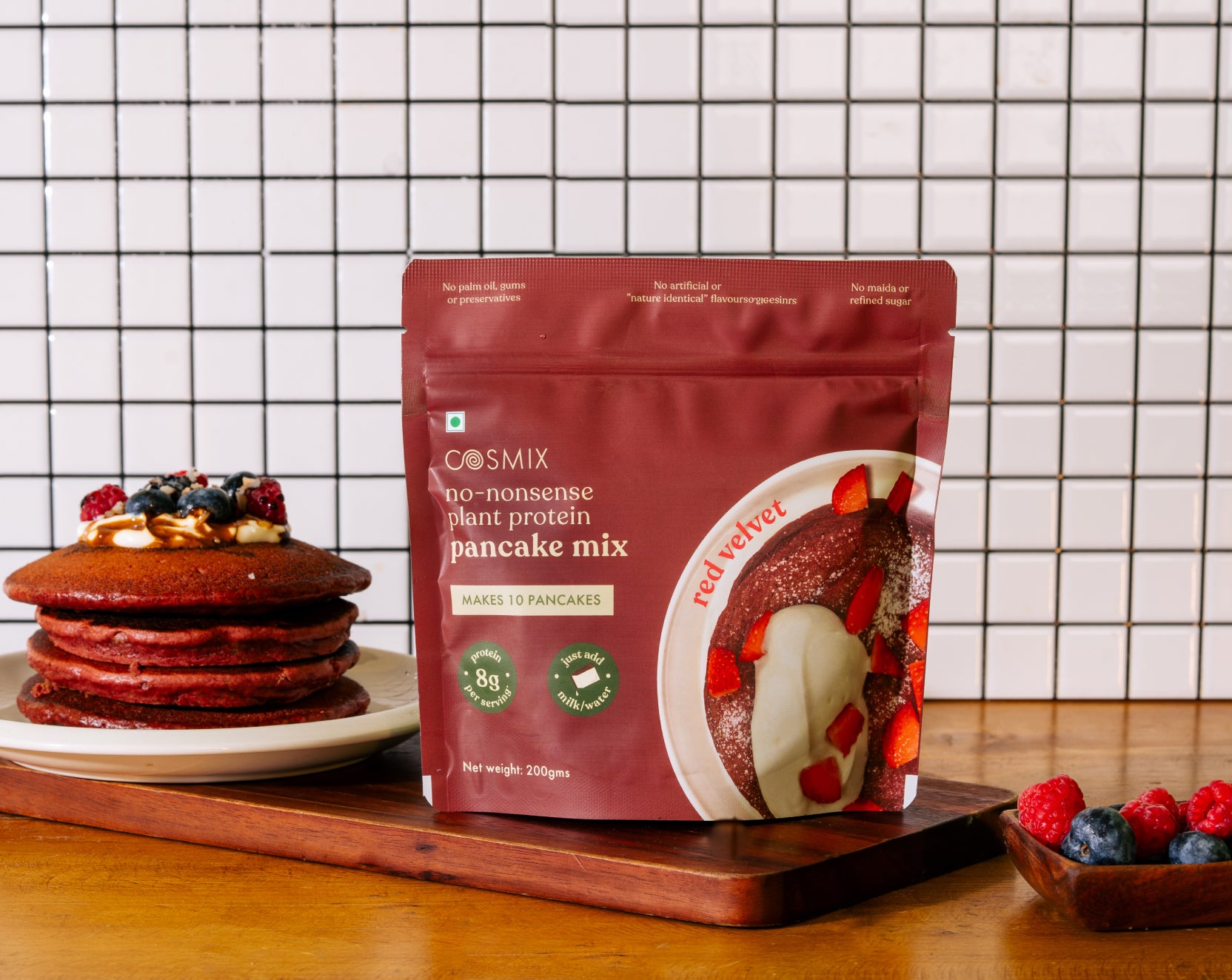 No-Nonsense Plant Protein Pancakes - Red Velvet