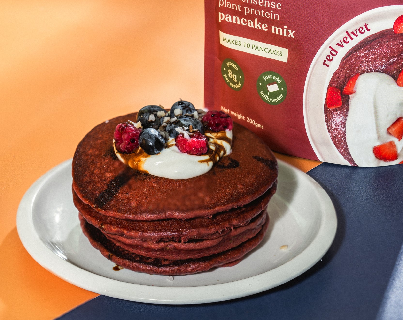 No-Nonsense Plant Protein Pancakes - Red Velvet