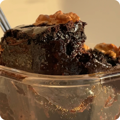 chocolate walnut cake in a cup