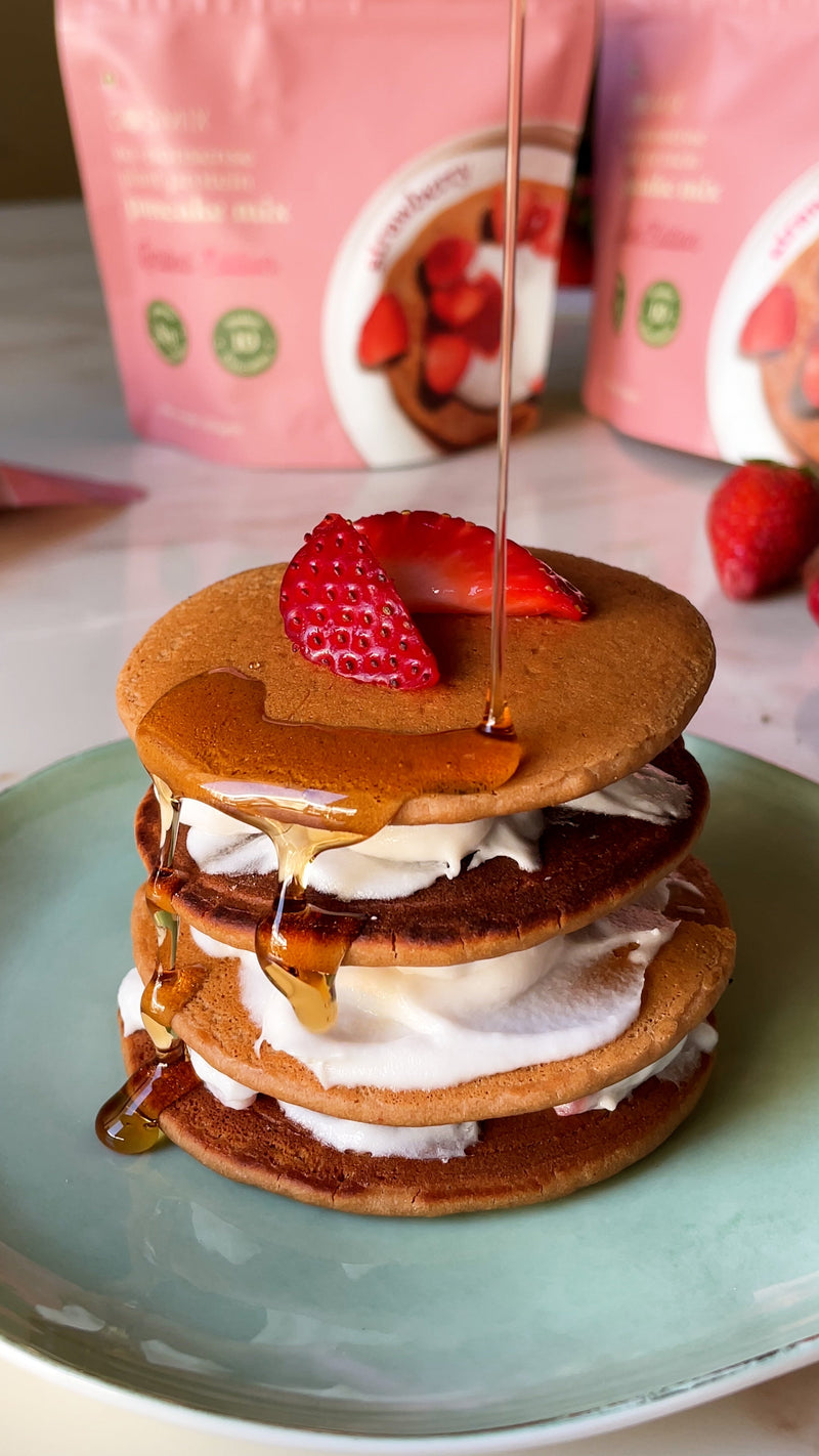 Strawberry Protein Pancake Sandwiches