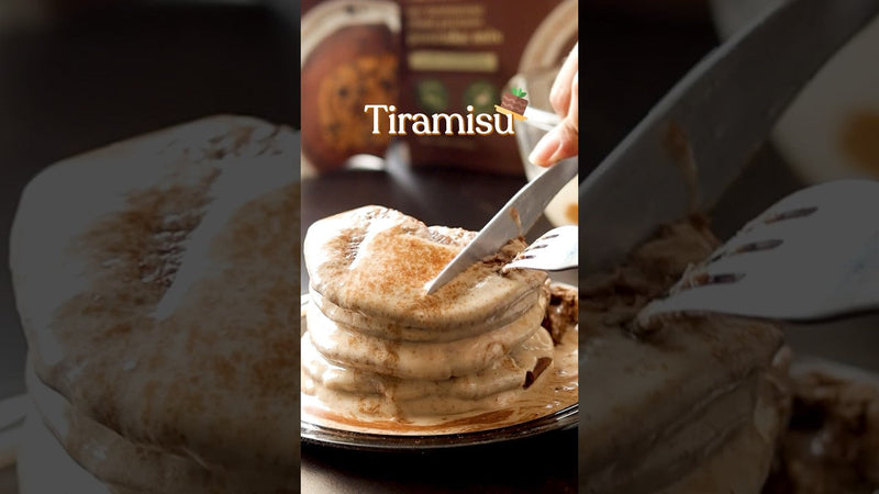 Vegan Pancake Tiramisu made with  Cosmix Protein Pancake mix
