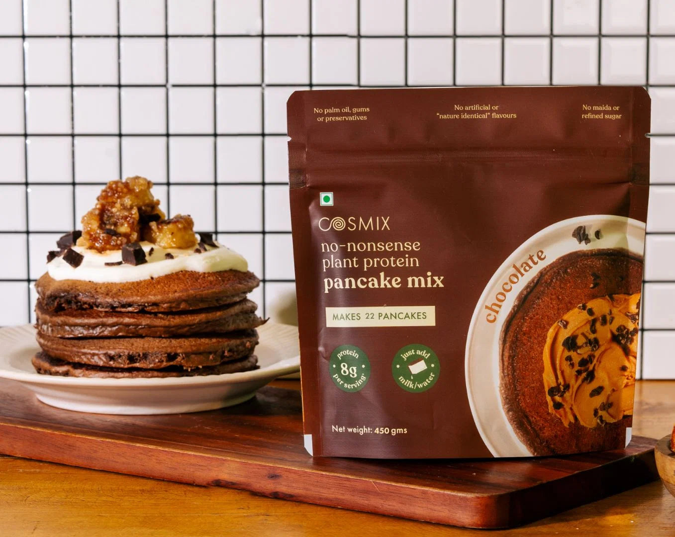 No-Nonsense Plant Protein Pancakes -  Chocolate