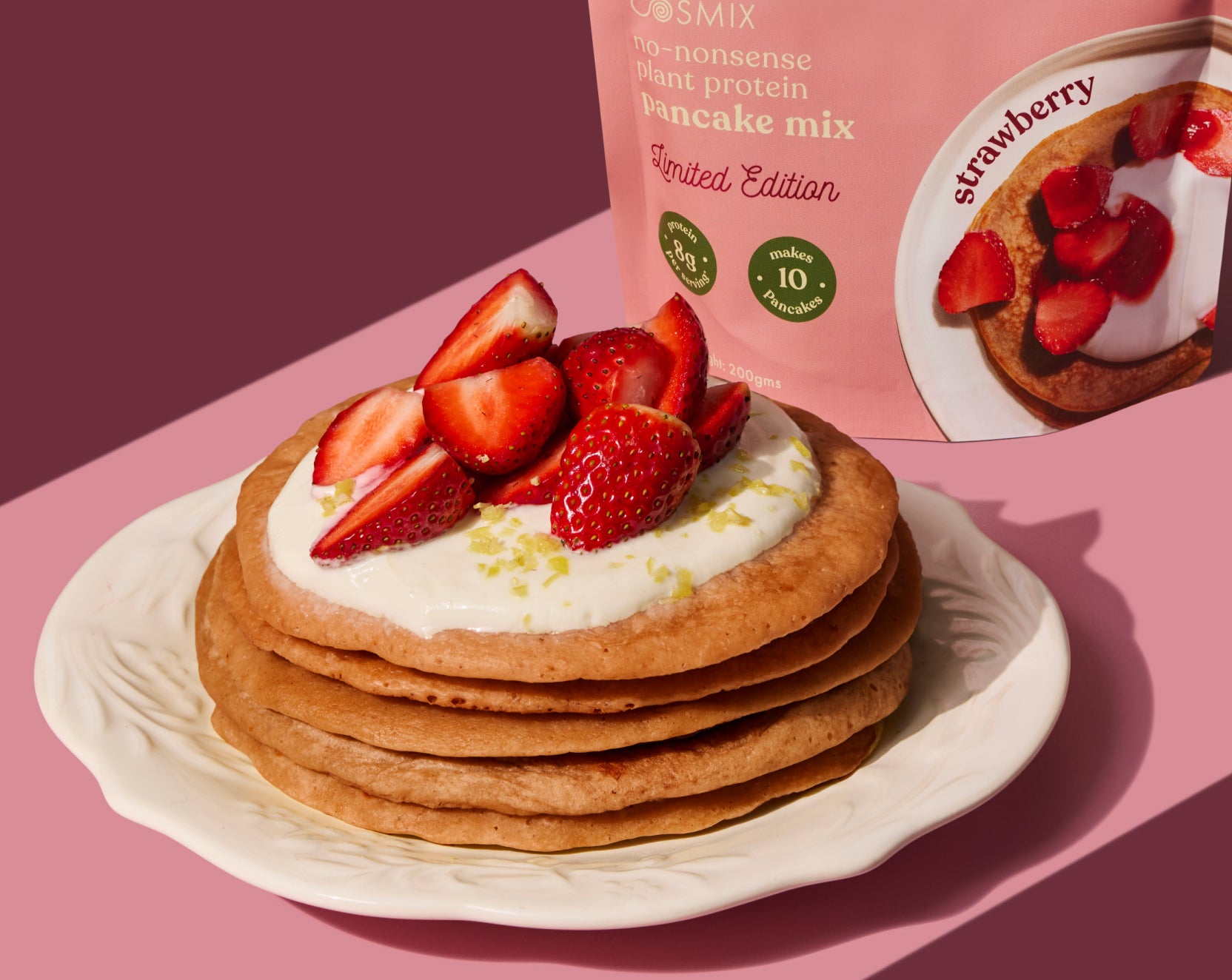 No-Nonsense Plant Protein Pancakes - Strawberry