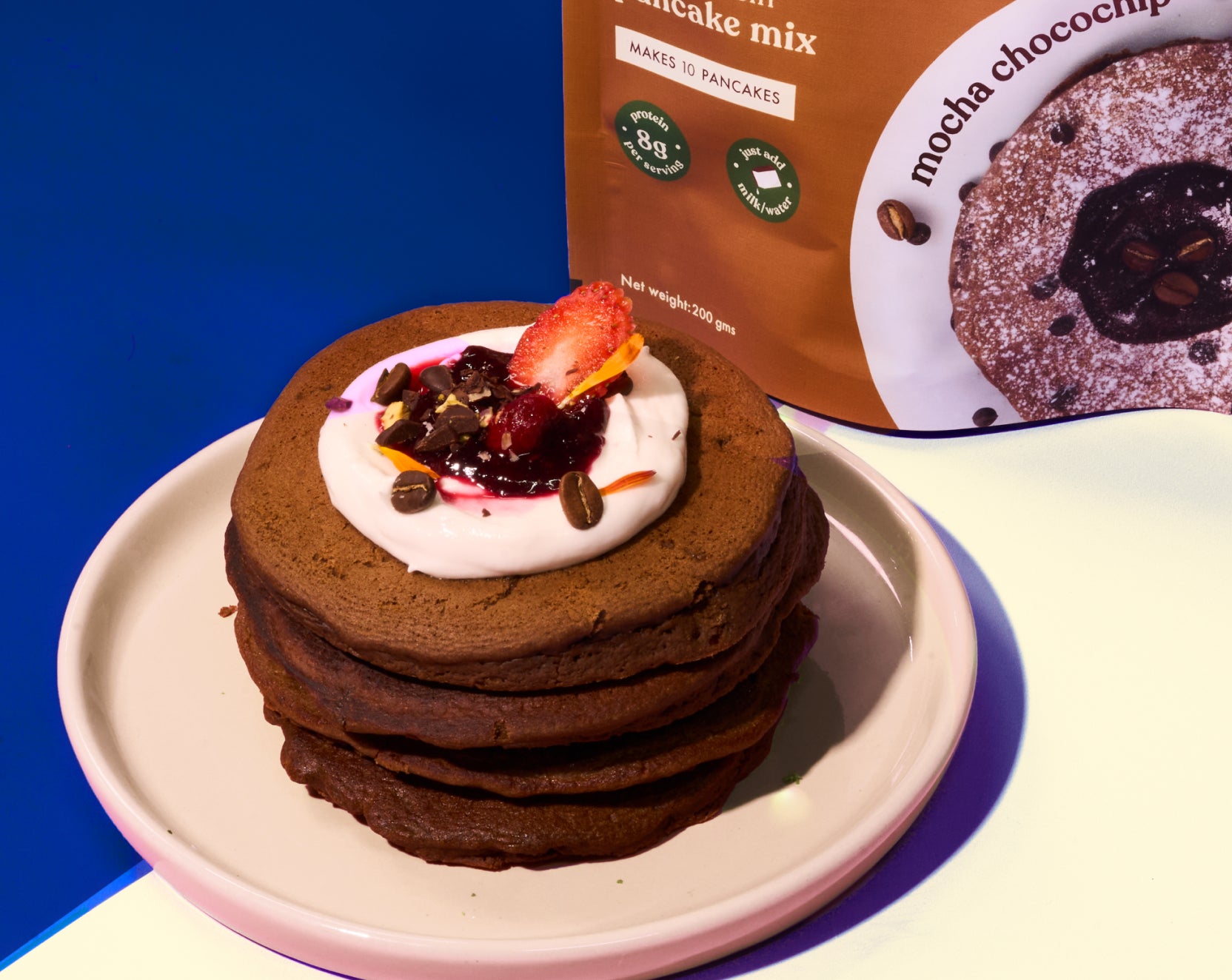 No-Nonsense Plant Protein Pancakes - Mocha Chocolate Chip