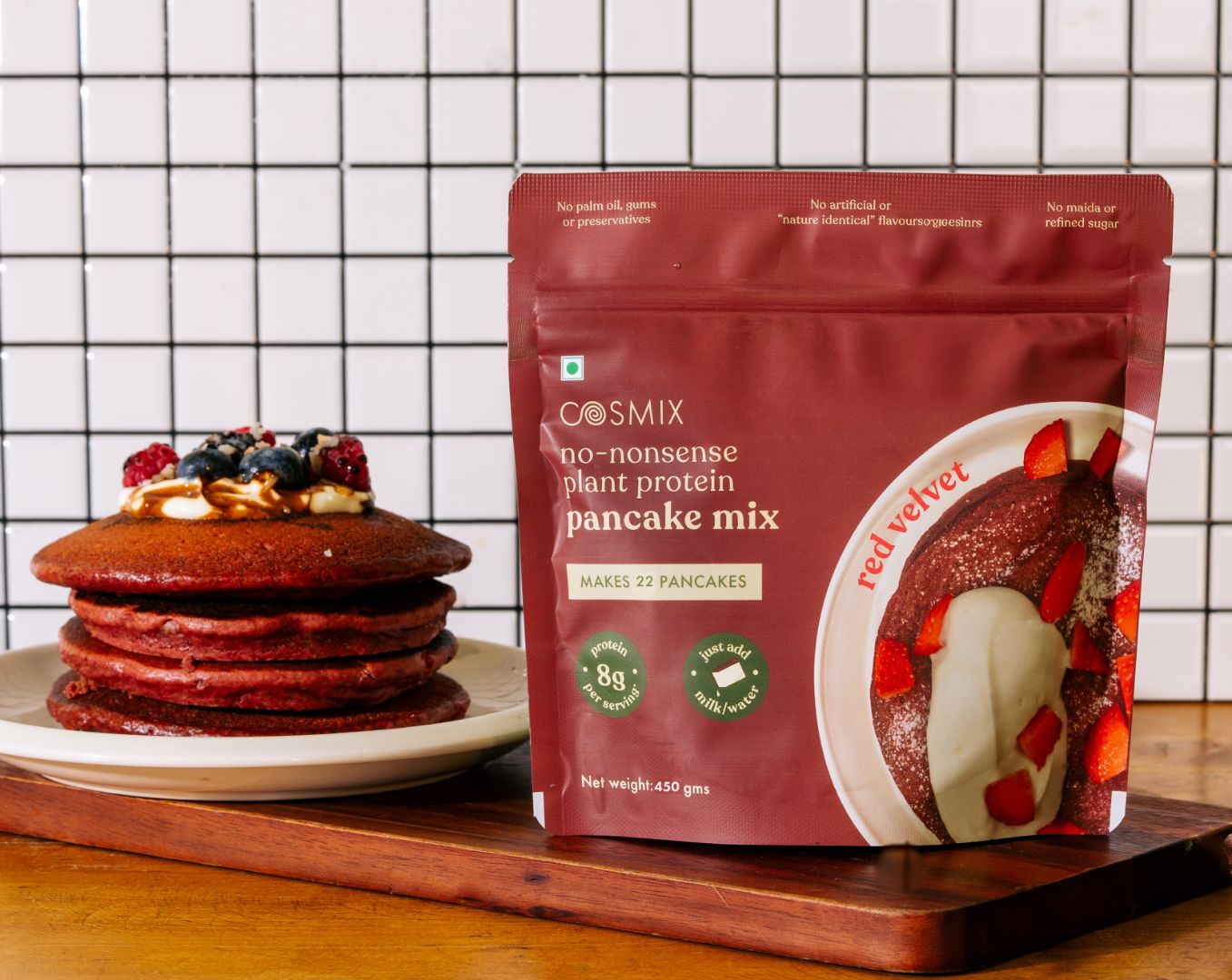 No-Nonsense Plant Protein Pancakes -  Red Velvet