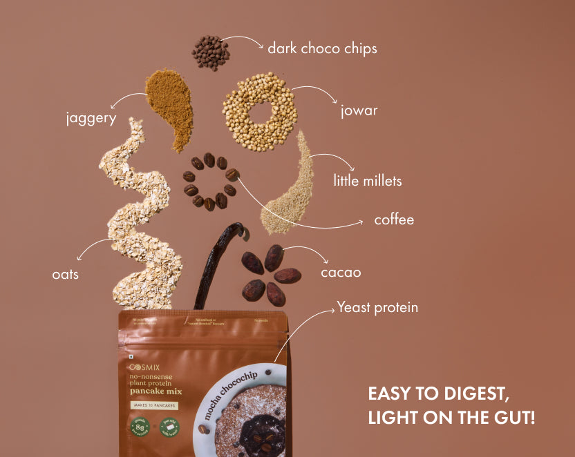 No-Nonsense Plant Protein Pancakes - Mocha Chocolate Chip