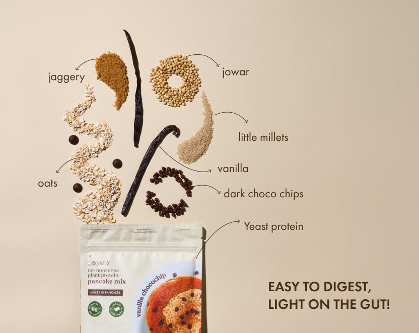 No-Nonsense Plant Protein Pancakes - Vanilla Choco Chip