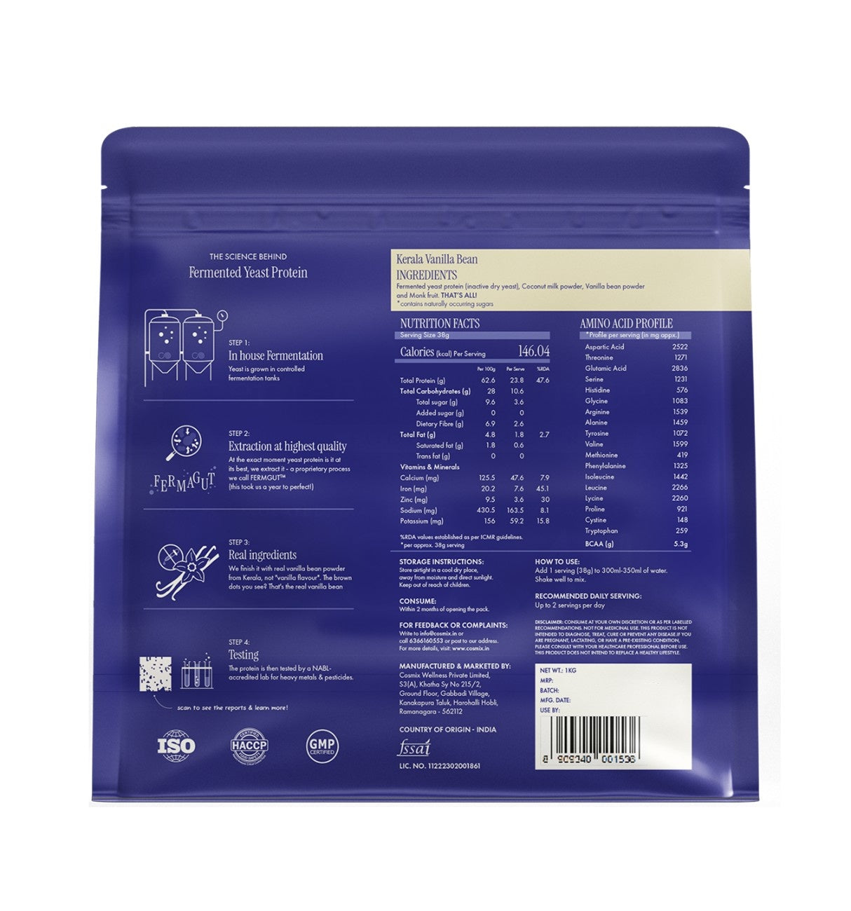 No-Nonsense Fermented Yeast Protein Kerala Vanilla Bean