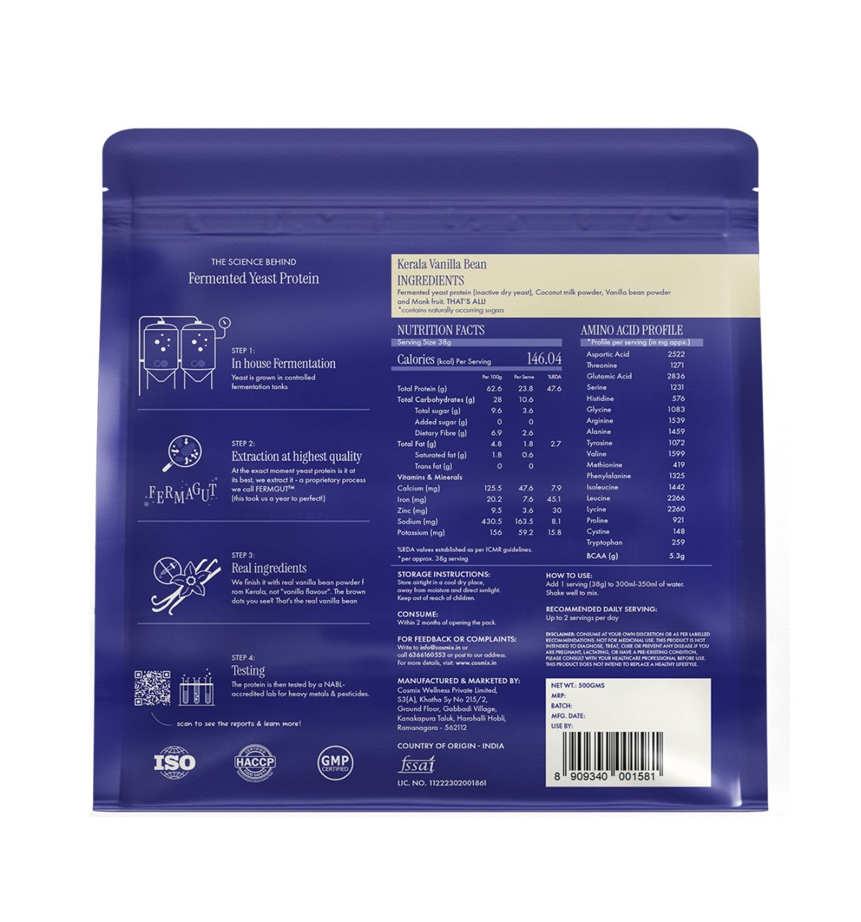 No-Nonsense Fermented Yeast Protein Kerala Vanilla Bean