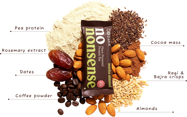 No-Nonsense Protein Bar - Mocha Almond | Pack of 6 | 270g ingredients image