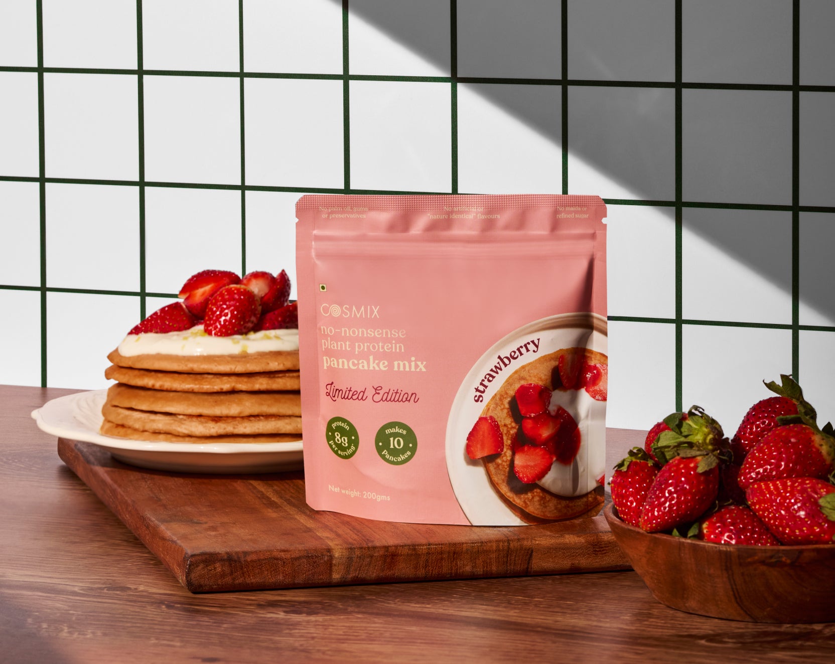 No-Nonsense Plant Protein Pancakes - Strawberry