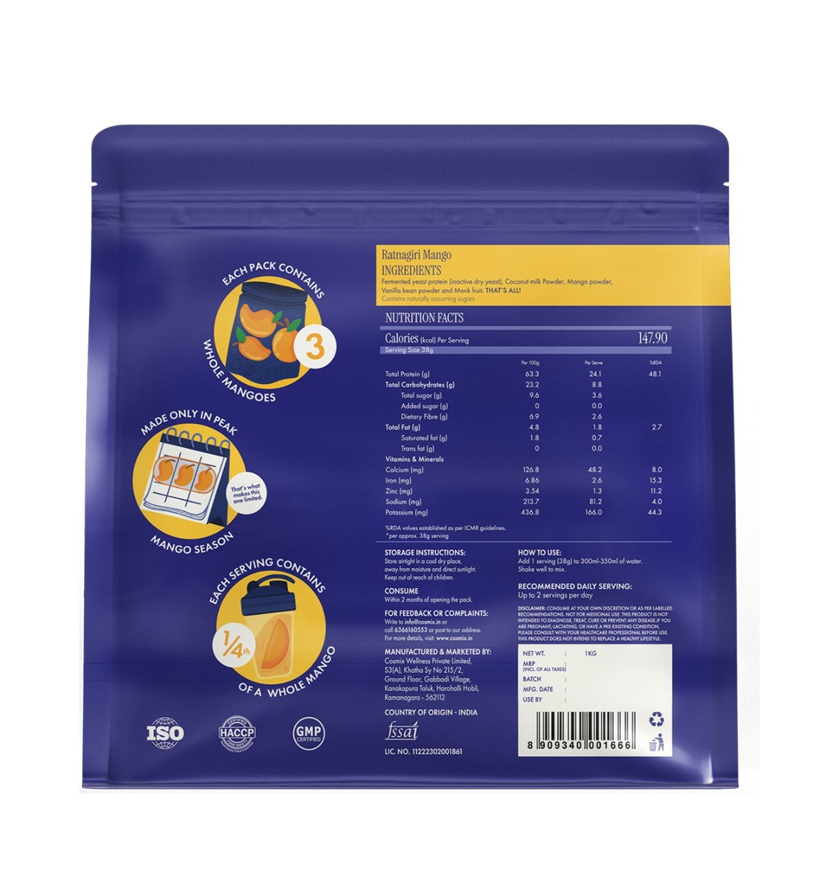 No-Nonsense Fermented Yeast Protein Ratnagiri Mango