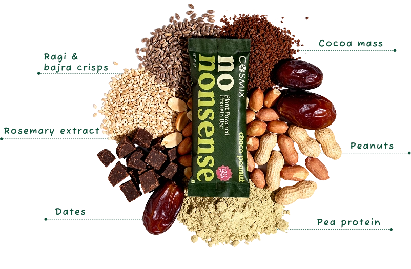 No-Nonsense Protein Bar - Choco Peanut | Pack of 6 | 270g ingredients image